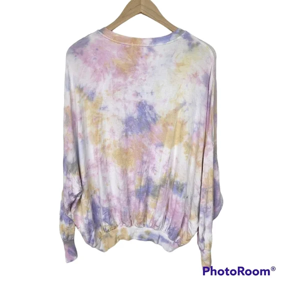 Young, Fabulous, and Broke Tie Dye Purple Pink Yellow Long Sleeve Sweater Sz S - Picture 6 of 6